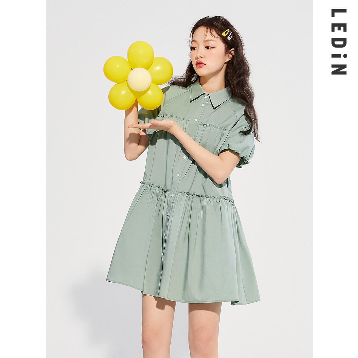 【愛心熊聯名】樂町可愛連衣裙早春少女心俏皮印花T卹連衣裙